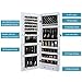 HNEBC Wall Mounted Jewelry Organizer with 6 LED Lights, Jewelry Armoire with Mirror, Full Length Mirror Jewelry Cabinet, Mirror with Jewelry Storage, Wall Mounted/Door Mounted/Jewelry Armoires (white)