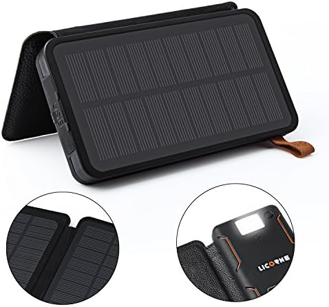 Solar Charger,24000mAh Solar Power Bank,Portable Panel Charger with LED Flashlight and Dual USB Port External Backup Battery Compatible Most Phones,Tablets(DC 5V/2A Input)