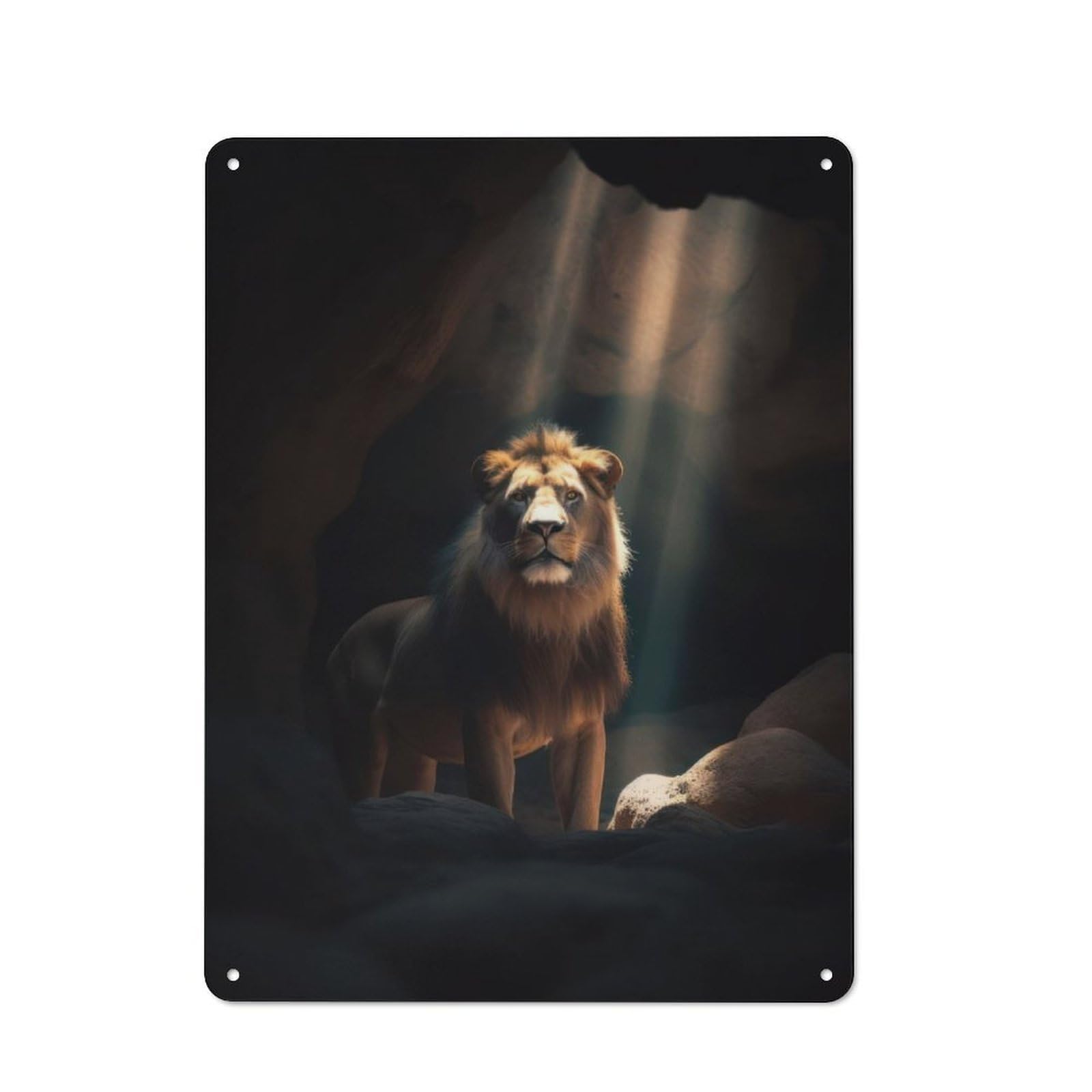 Junmoney Dark Lion Stare Cave Metal Wall Sign 40X30cm Featuring For Bar Or Restaurant, For Restaurant Interior Fans