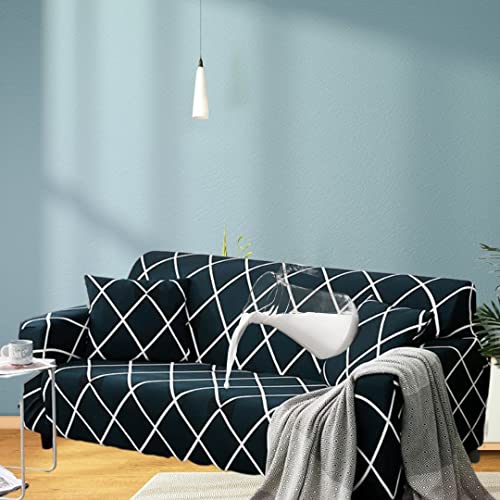 Image of Coolbeds 100% Waterproof sofa cover 3 seater|Elastic sofa cover 3 seater|Leakproof sofa covers|Sofa cover 3 seater and 2 seater fully covered|l shape sofa cover (4 SEATER, BLUE DIAMOND)