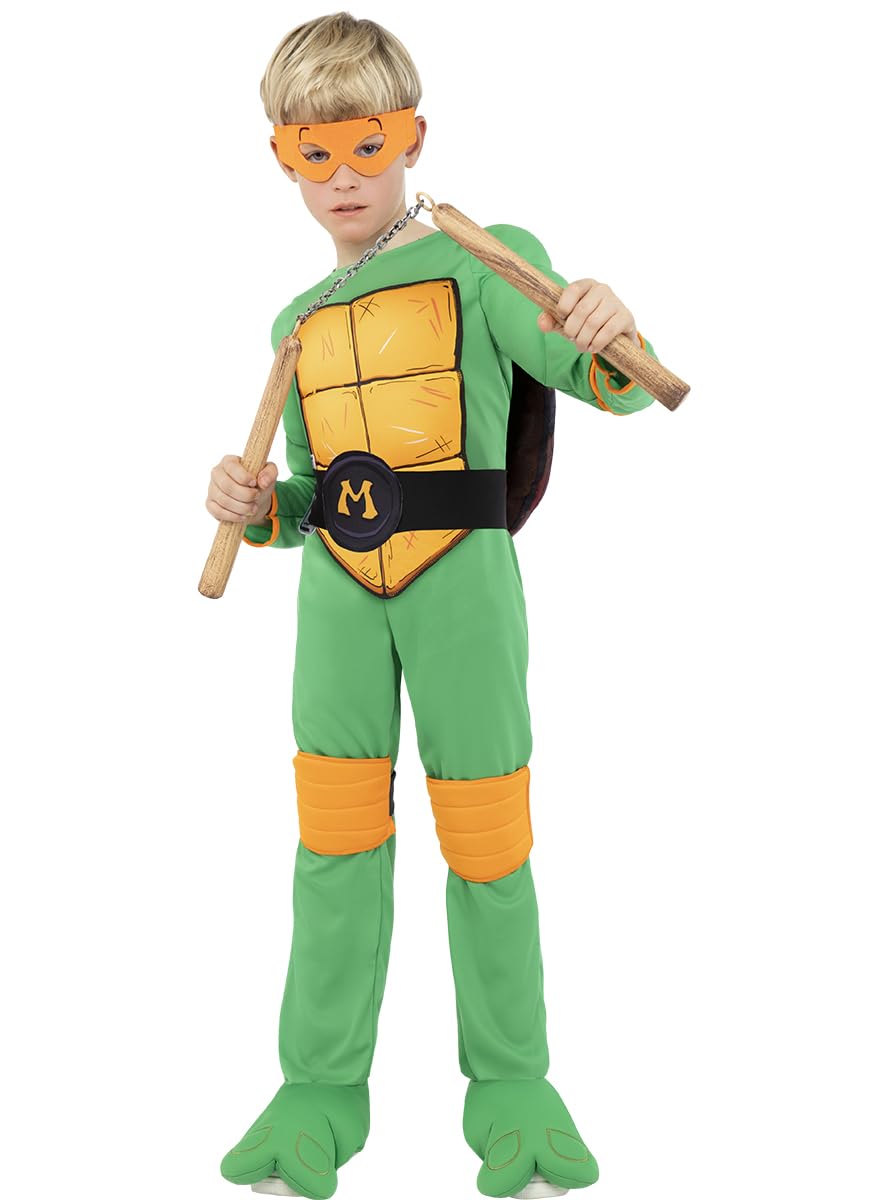 Funidelia | Disfraz de Michelangelo - Las Tortugas Ninja para niño Tortugas Ninja & Dibujos Animados - Disfraz para niños y divertidos accesorios para Fiestas, Carnaval y Halloween