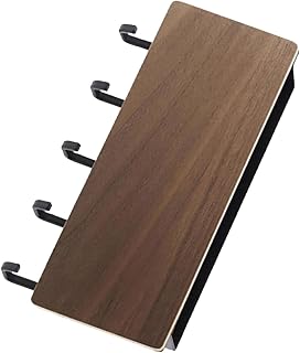 Aramox Wall Mounted Wooden Key Holder Mail Organizer with 5 Hooks Drilling Free, Shelf for Entryway Hallway Preventing Keys Lost (Walnut Wood Color)