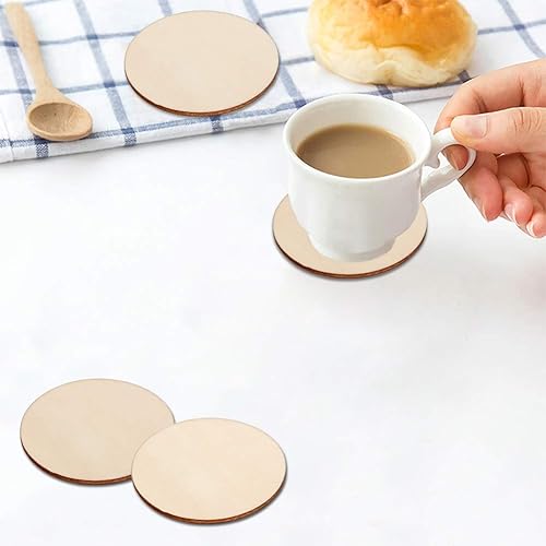 Miniatura 5 de Blisstime Círculos de madera sin terminar para manualidades, discos redondos para pintura, escritura, suministros de bricolaje, grabado y tallado,