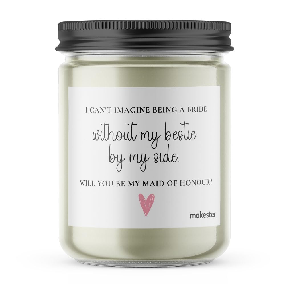 Maid of Honour Gifts - Luxury Soy Wax Candle - Vanilla, Jasmine, Sugared Almond - Makester, White - Image 2