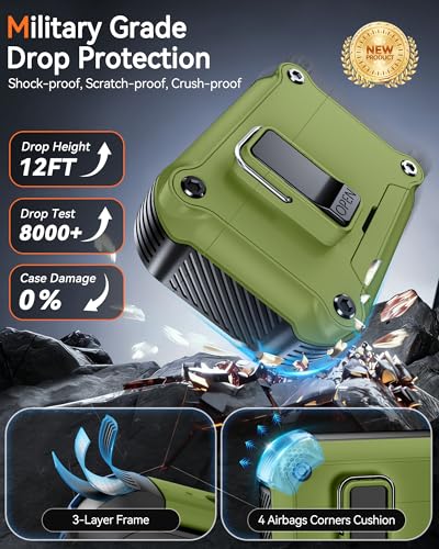 Image of Dual Safety Lock for AirPods Pro 3 Case 2025, Compatible with MagSafe | Designed with Automatic Switch and Phone Stand, Includes a Cleaner & Keychain - Rugged Tough Hard Shell, White