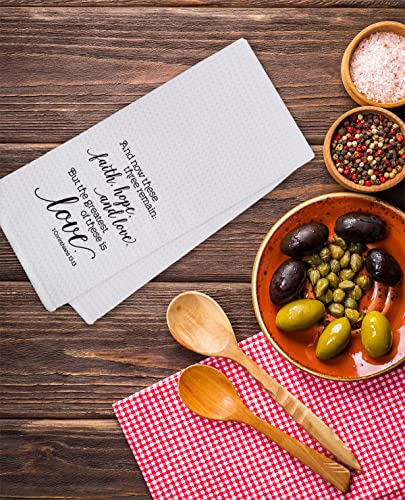 Uinhmop 16''X24'' Inspirational Quote Christian Bible Scripture1 Corinthians 13:13 Soft And Absorbent Kitchen Towels Dishcloths Hand Towels,Christian Gifts For Corinthian Women Teens Girls Mom #TOP2