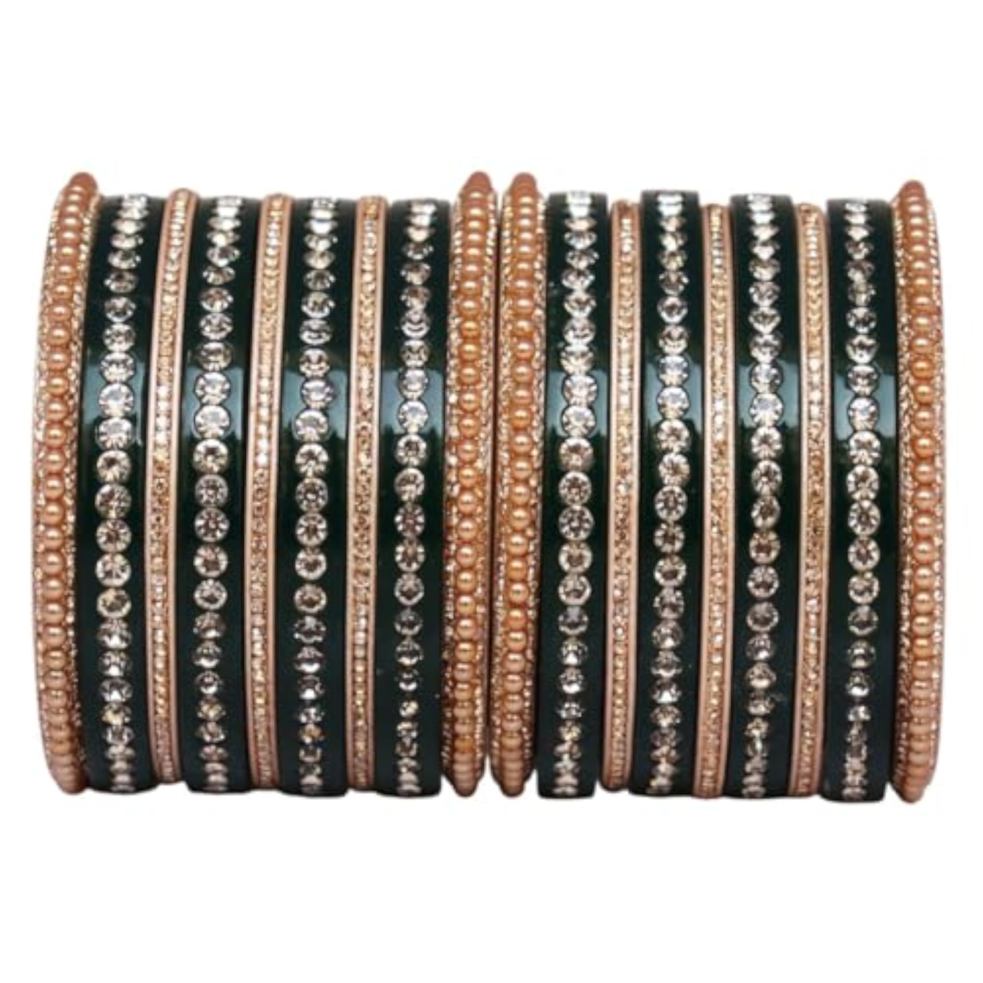 Rajasthani Lac Bangles Set with Rhinestone Work