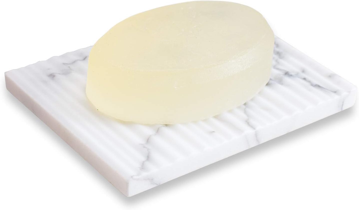 Amazon.com: INIUNIK 2PCS Self Draining Soap Dish, Marble Look Soap Dishes for Bar Soap, Shower ...