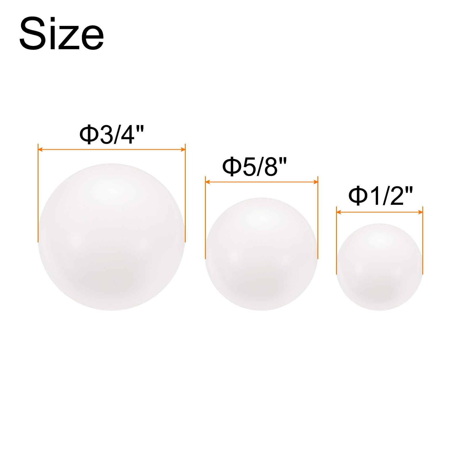 QUARKZMAN Sfere di Cuscinetto in Plastica Pom 5/8" 1/2" 3/4" 30pz