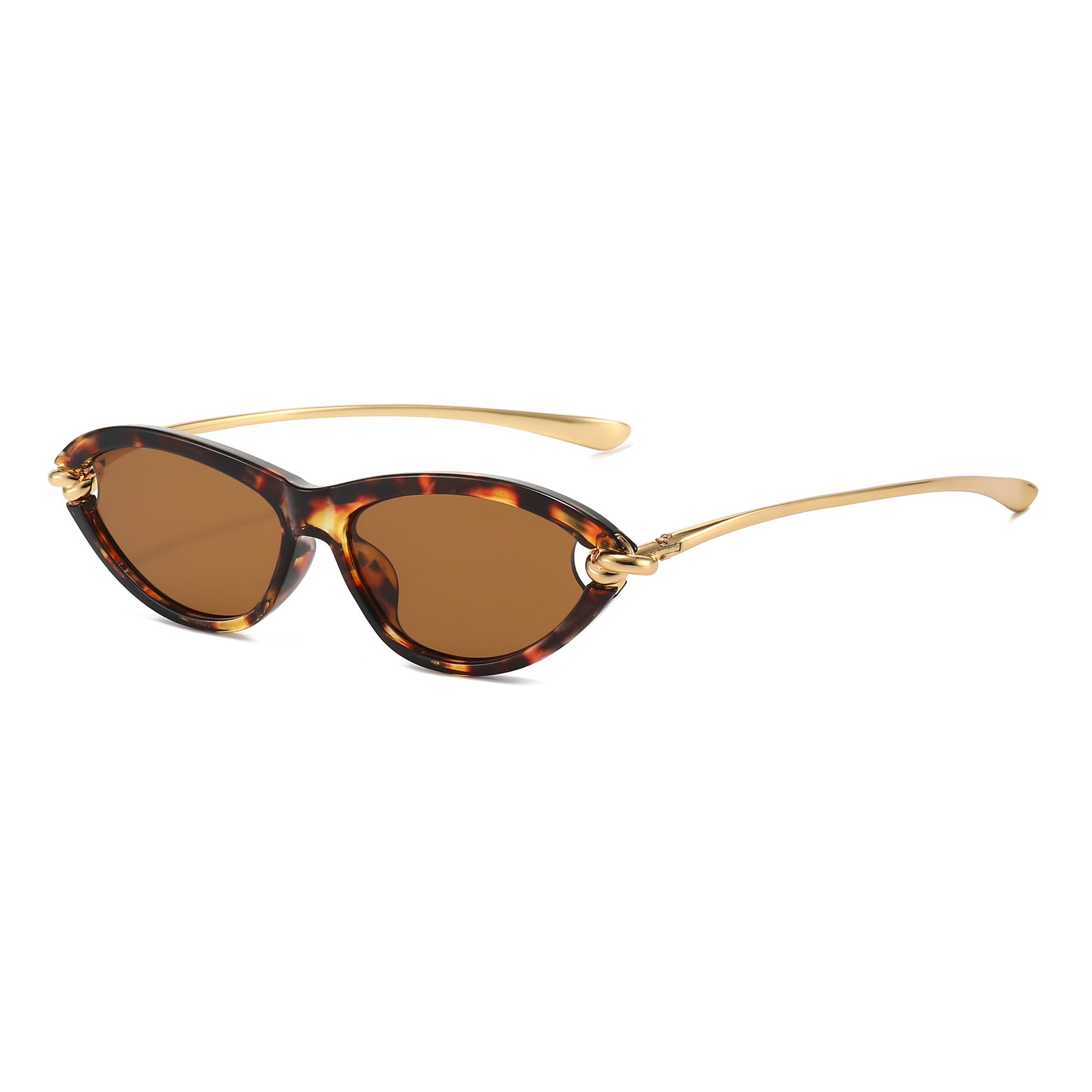 JCTAIFOO Vintage Katzenauge Sonnenbrille für Damen, Einzigartiges Design Metall Tempel Cateye Brille