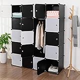 kunststoff kleiderschrank ikea  Deuline® 45cm Tiefe Kleideraufbewahrung DIY Kleiderschrank Regalsystem Steckregal Garderobenschrank Aufbewahrung Lagerregal Bücherregal mit Tür 20 Würfel Kunststoff Schwarz-Weiss / Schwarz 521066