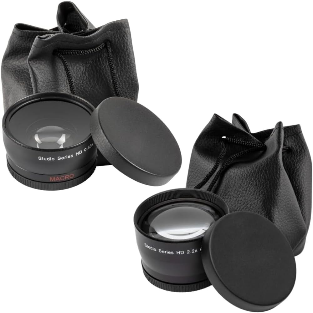 37mm HD Multi-Coated Wide Angle & Telephoto Lenses with Pouches & Caps for Canon, Nikon, Panasonic, Sony, Samsung, Fujifilm, Pentax, Olympus Cameras, Camcorders & Lenses