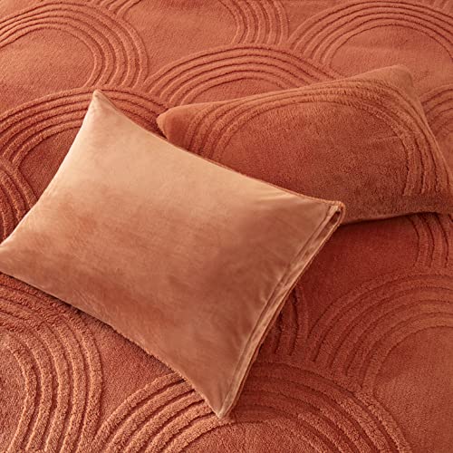 Oli Anderson Fluffy Duvet Cover Set, Faux Fur Rainbow Tufted Duvet Covers King Size, 3 Pieces Ultra Soft Warm Plush Comforter Cover Set, Orange (1 Duvet Cover + 2 Pillowcases) #TOP5