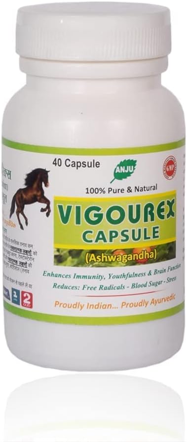 ANJU PHARMACEUTICALS Indian Ginseng ASHWAGANDHA CAPSULES | General Wellness and Energy - 40 Caps