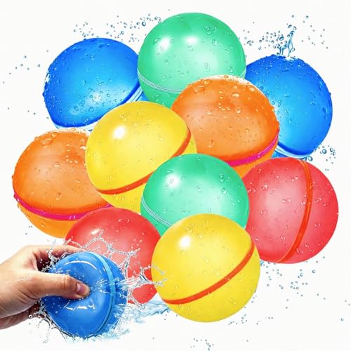 Globos De Agua Reutilizables, 10 Piezas Globos De Agua Llenado Rapido, Glo Bos Agua Silicona, Juguetes De Verano Juegos Exteriores Piscina Playa Y Fiestas Acuáticas