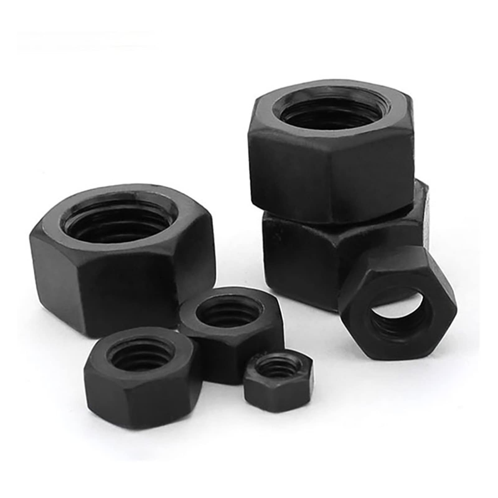 Tuerca de bloqueo hexagonal métrica de acero inoxi 10-100 piezas M2 M2.5 M3 M4 M5 M6 M8 Tuerca hexagonal negra de grado 12.9 Tuerca hexagonal Grado 8 negro Tapa de tornillo de alta resistencia (color: