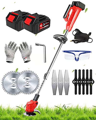 コードレス芝刈り機24V電動芝刈り機バッテリー2セクション芝刈り機、グラススクレーパー/エッジトリマー/小型芝刈り機、雑草トリマー、長さ調節可能、強力で軽量、電動シェーバー、低木/低木 9枚目