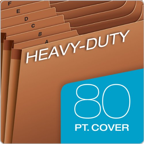 Pendaflex Heavy Duty Expanding File, 21 Pockets, A–Z Tabs, Elastic Cord Closure, Letter Size (R117Alhd) & Pendaflex Expanding Kraft File With Flap, Jan.-Dec. Index, 12 X 10, 1 Per Box (K-17M-Ox),Brown #TOP3