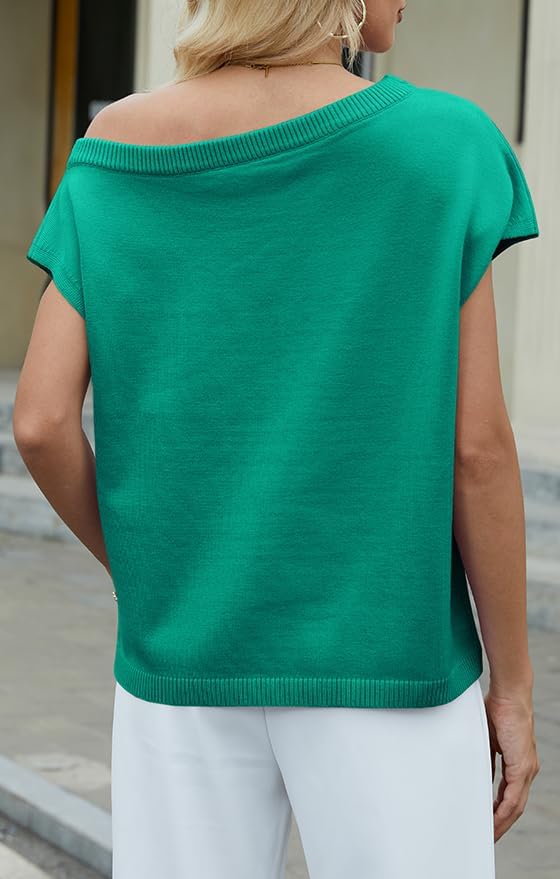 UNCLECAT Women's Off The Shoulder Tops 2025 Trendy Summer Sweaters Casual Lightweight Knit Pullover - Image 2