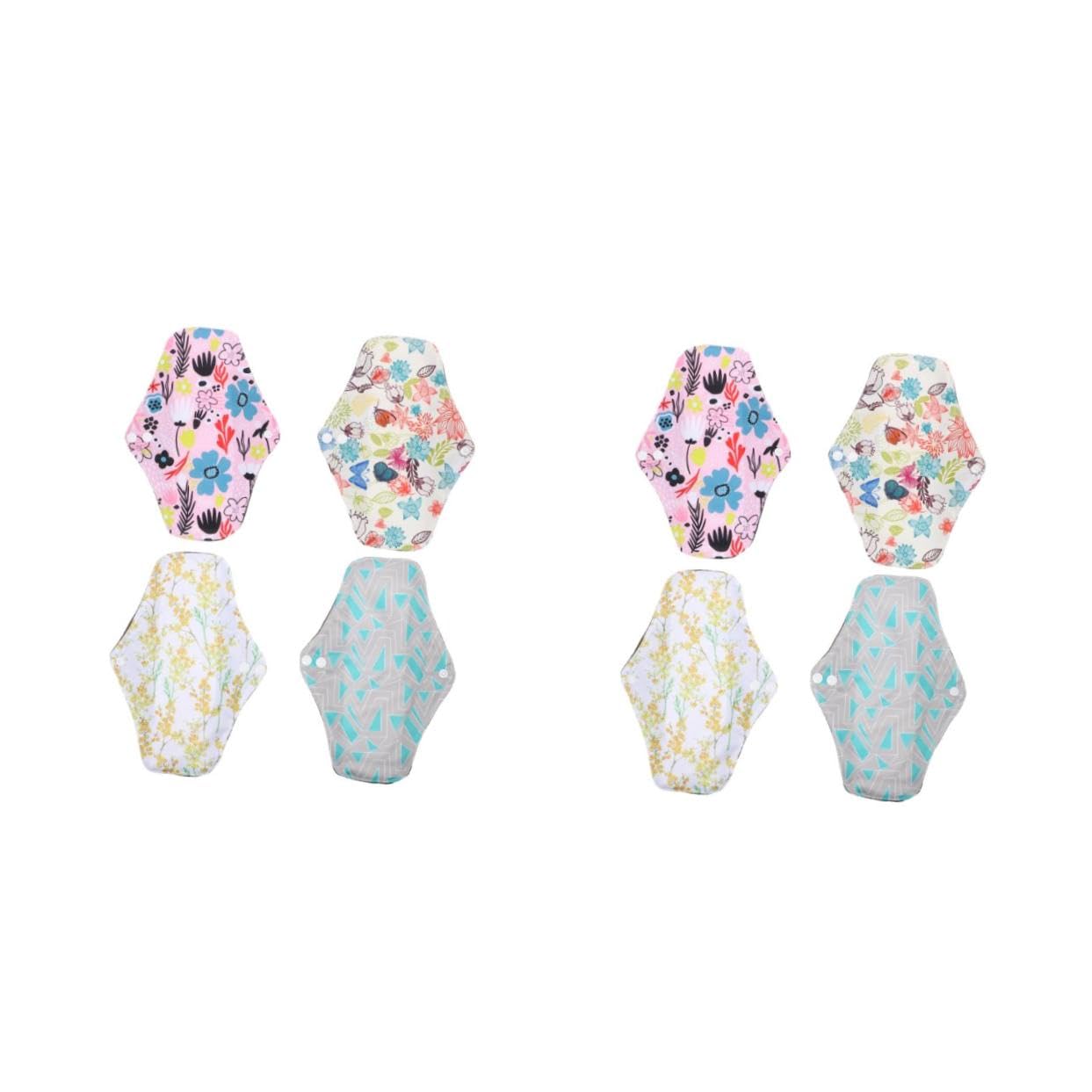 8pièces Serviettes Hygiéniques Lavables De Coussinets Menstruels Réutilisables Couleurs Assorties