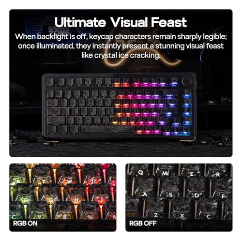 Image of EPOMAKER SmokFiber Keycaps Set - 120 Keys Side-Printed PC Shine-Through Keycaps, Cherry Profile, Non-Slip, MX-Stem Compatible for 61 /68 /84 /87 /98 /100 /104 ANSI Layout Mechanical Gaming Keyboards