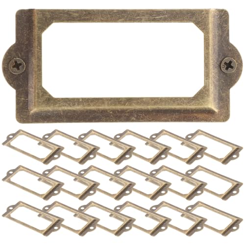 healvian 2セット アンティーク調アイアン製カードホルダー 引き出しラベルフレーム キャビネット装飾用ハードウェア オフィス 図書館向け耐