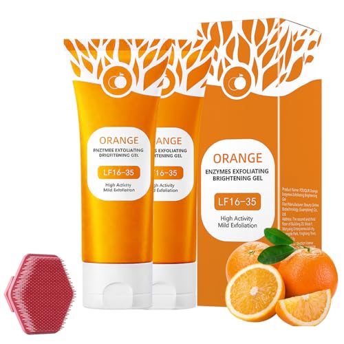 YOFDAL 2 Piezas Exfoliante Suave de Naranja, limpiador Facial para la limpieza Profunda de la piel, Apto para Hombres y Mujeres,Con Cepillo Facial Rosa