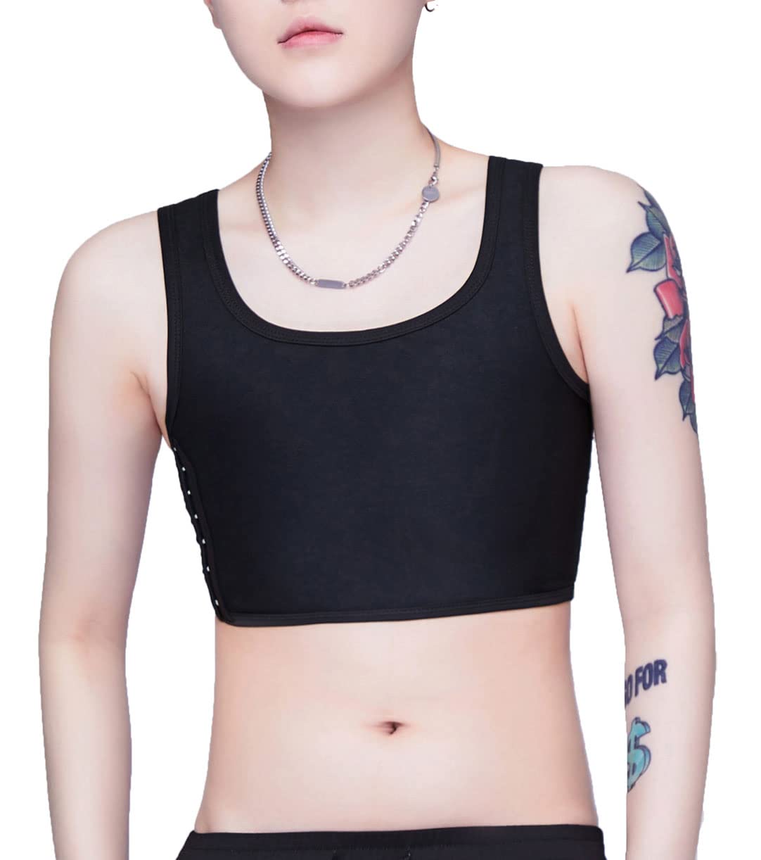 Poitrine Binder Corset Court Débardeur pour Tomboy Trans Lesbian Soutien-Gorge de Sport Binder de Poitrine Maille Élastique Respirant - S-4XL