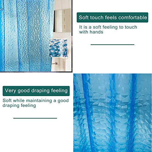 jssablo Blue Shower Curtain Liner, 100% Waterproof EVA 3D Shower Curtains with 3 Duty Heavy Bottom Magnets and 12 Rust Proof Grommets, 72x72 Weighted Shower Liner for Shower Stall, Bathtubs