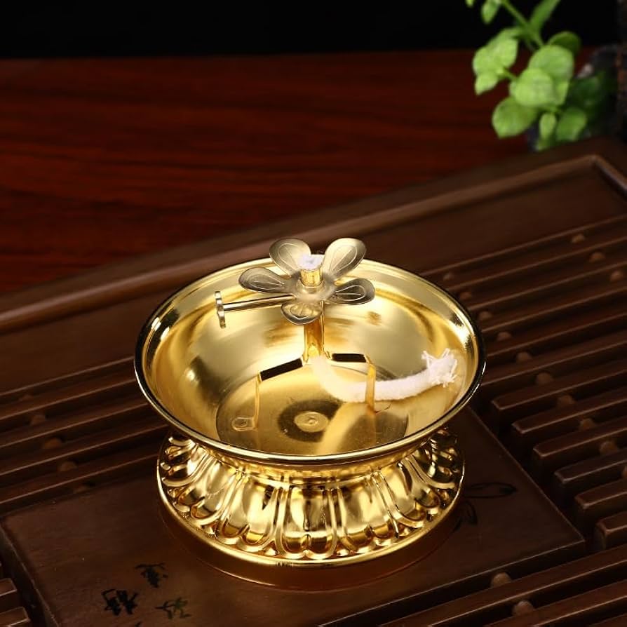 Amazon.com: 佛具Buddha Utensil 铜合金酥油灯家用苏油灯灯小号