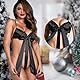 MACQIU Sexy Body Damen mit Satinschleife,Sexy Dessous Damen für Sex,Dessous Set Sexy Outfit mit Tange,Unterwäsche hochwertig erotisch Reizwäsche Set (Schwarz)