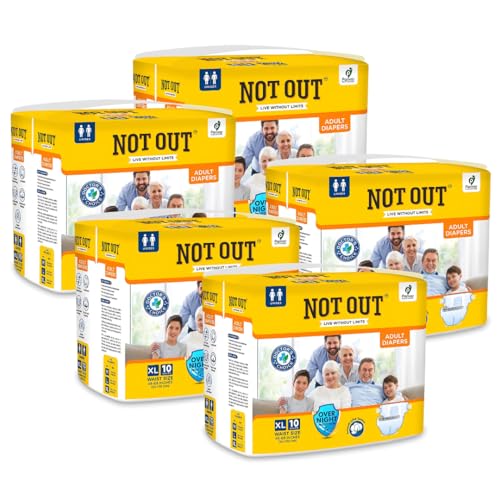 Image of Adult Tape Diapers - Overnight Protection with 3D Core, Odour Control & Up to 12-Hour Absorption | Extra Large (48-68 Inches) | 50 Diapers | Pack of 5