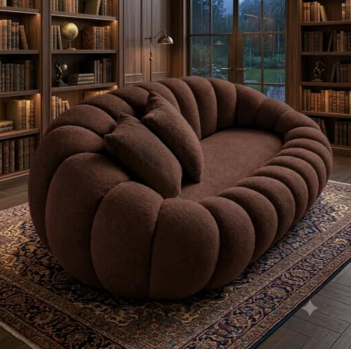 Image of CRAFTCITY 2 Seater Pumpkin Sofa /Loveseat with Accent Pillows |Living Room Couch