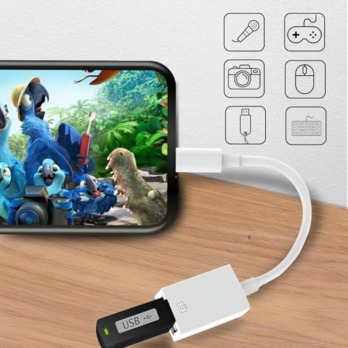Image of Mudo Apple-USB-C to Camera Adapter Compatible with iPhone 15 Pro Max /iPhone 16 Pro Max /USB OTG Cable Converter Support Camera, Card Reader, USB Flash Drive, MIDI Keyboard (White)