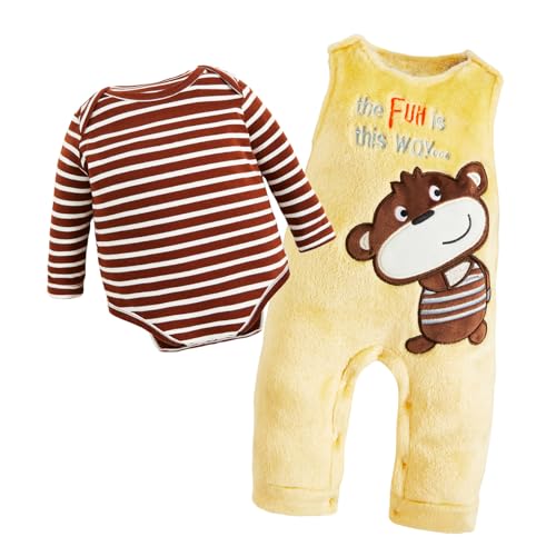 JiAmy Bambino Due Pezzi Set Maniche Lunghe Camicie Crawling Suit Autunno Pagliaccetto per Neonato, Scimmia, 9-12 Months