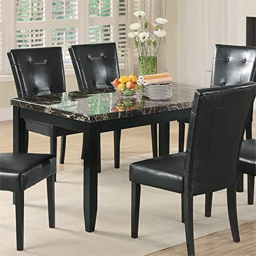 BOWERY HILL Faux Stone Top Dining Table in Black