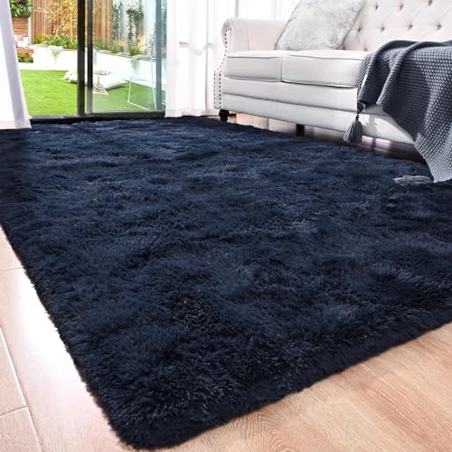 Image of Present Carpet for Room, Shaggy Rugs Fluffy Carpets, Indoor Modern Plush Area Rugs for Living Room Bedroom Kids Room, ETC Blue 6x9 feet