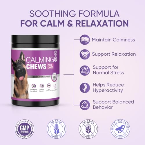 Image of Calming Chews for Dogs 200pc Dog Calming Treat and Bites with Melatonin - Anxiety and Stress Relief Treats for Dogs Puppy Sleep Aid Calm Dog with Noise,Thunder, Barking, Separation,Chewing