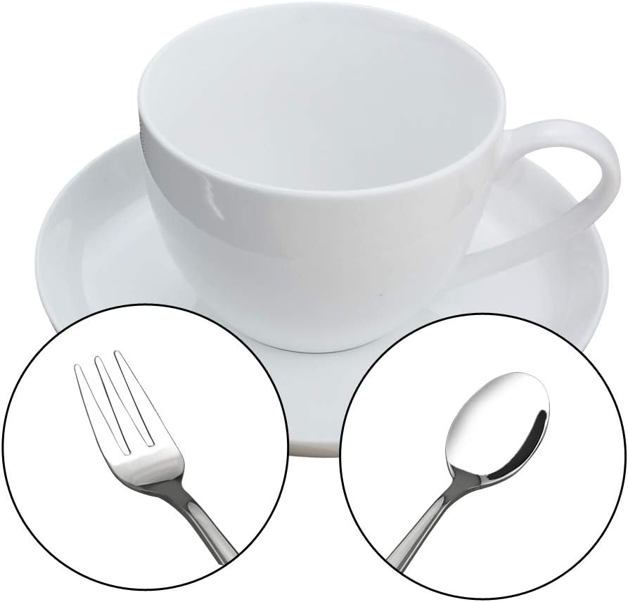 Exсluѕіvе Kekow Stainless Steel 16 Pieces Tea Spoons and Tasting Appetizer Cake Forks, 8 Forks + 8 Spoons, 5.9-INCH