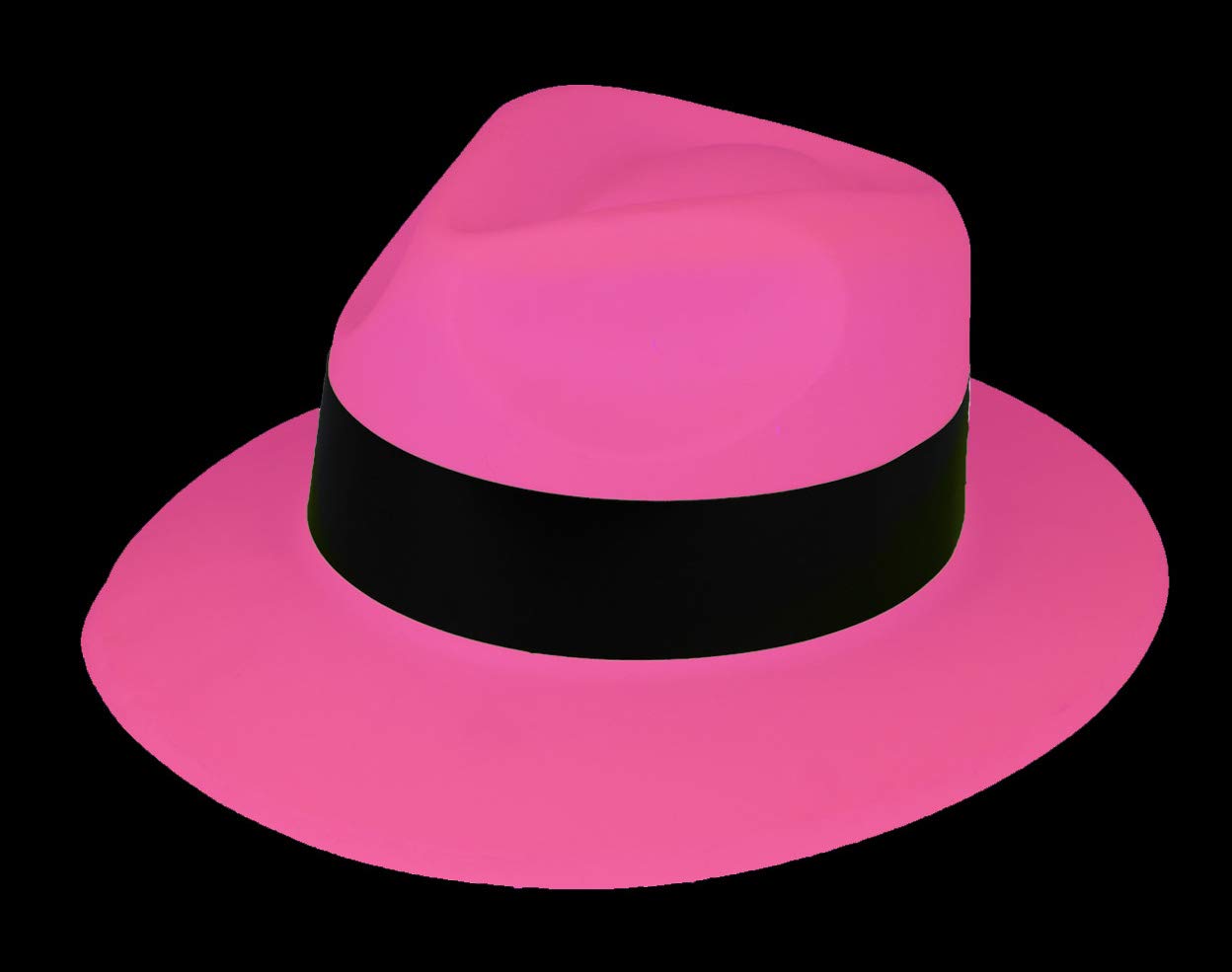 Glowtopia Neon Coloured Gangster Hats Bright Party (24 Pack, Pink)
