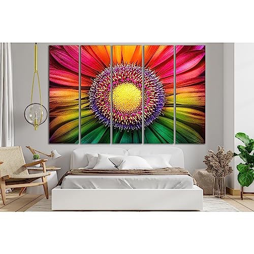 Toile ZELLART Flower 5 panneaux pour mur blanc vide