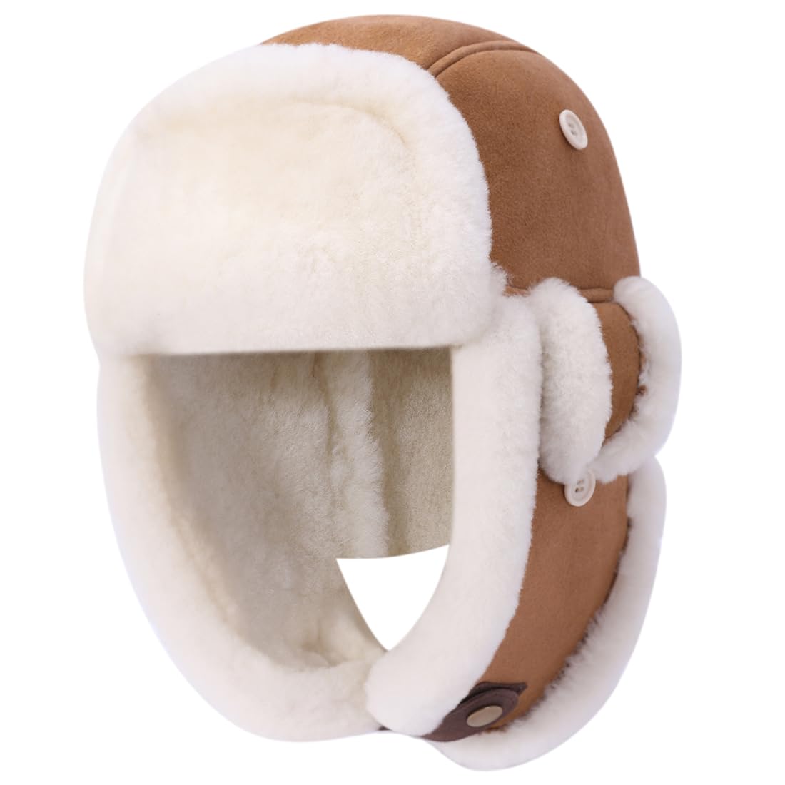 Harssidanzar Aviator Hat for Men Women Genuine Sheepskin Shearling Leather Winter Warm Trapper Hat CU603US