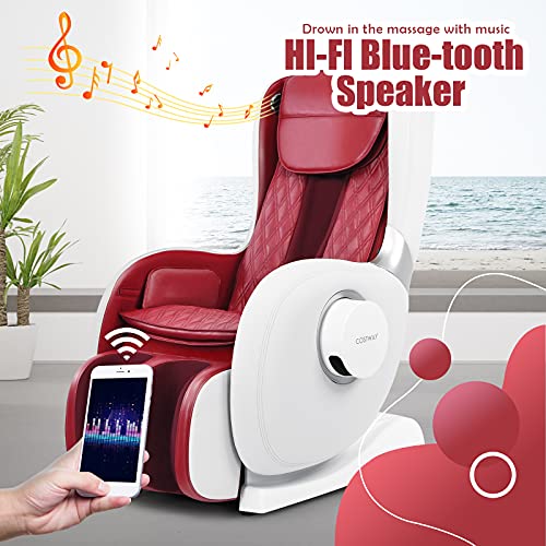 Costway Massage Chair Recliner With Zero Gravity, Full Body Shiatsu Adjustable Massage With Hand Massage Box, No Assembly, Sl Track, Heat Therapy, Speaker, Air Bag Massage, Short-Cut Key, Red #TOP4