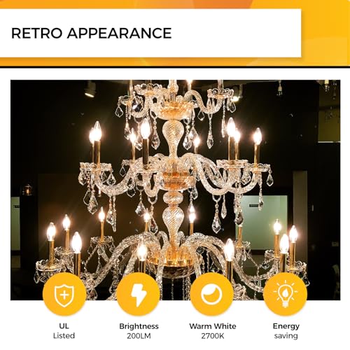 Hizashi Candelabra Light Bulbs 25W Eq, Dimmable 2700K, E12 LED Bulb, 12 PCS - image 3