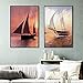 Produktbild Modeganqingg Nordic Moderne Poster Landschaft leinwand malerei Meer Sonnenuntergang Segel seelandschaft wandkunst Bild 60x80 cm