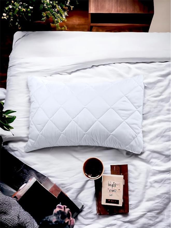 4All Pillows 1 Pack Quilted– Hotel Quality Bed Pillow, Soft & Supportive, Ideal for Side Sleepers, Neck & Shoulder Support, Fluffy Hollowfibre Filling, Made in UK (1, Quilted Pillows) — image 1
