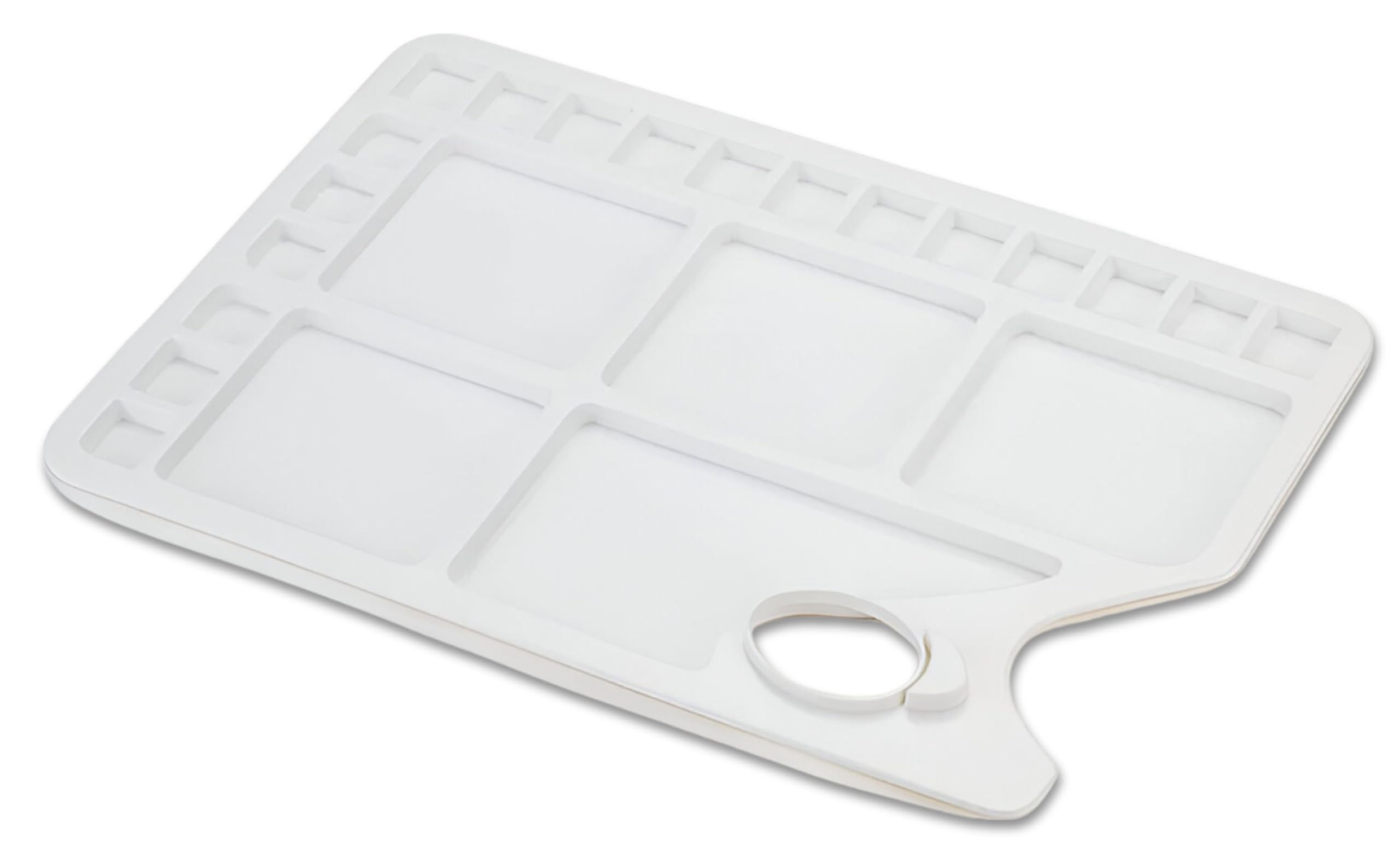 Loxley White Oblong Plastic Artists Palette 5 Large Wells & 18 Small Wells