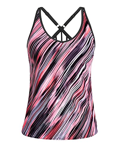 Image of Yonique Womens Tankini Top Only Athletic Swim Top Modest Tankini Swimsuit No Bottom