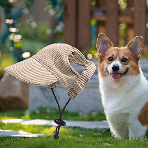 Colcolo Hunde-Schirmmütze, Haustier-Sporthut und Verstellbarer Riemen, Sommer-Reisehut, modische Hunde-Sonnenhut, Haustier-Outdoor-Kappen für kleine Hunde, Khaki XS