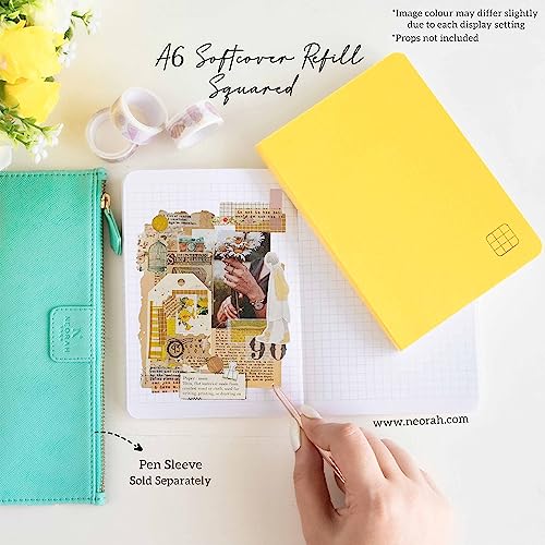 Image of NEORAH -A6 Checked Notebook (Square Ruling) SOFT COVER Organiser REFILL | 110 GSM | 160 pages (Size 14.8 cm x 10.5 cm) Planner Journaling Writing Note Taking Diary,Travellers Journal- Yellow